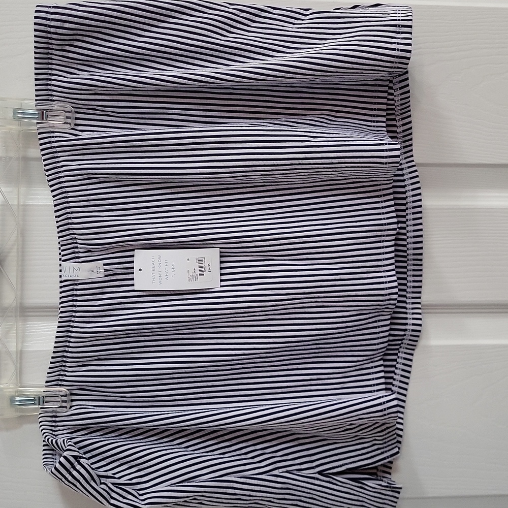 Cacique Striped Navy and White Seersucker Bathing Suit Skort